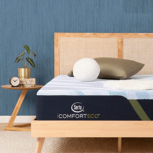 Serta - iComfortECO F10 Medium 12" King Smooth Top Memory Foam Mattress, Cooling, Pressure Relief, Utilizing Recycled and Plant-based Material, 100 Night Trial, CertiPUR-US Certified