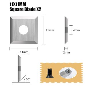 16Pcs Tungsten Carbide Cutters Inserts Set for Wood Lathe Turning Tools(Include 11mm Square with Radius,12mm and 8.9mm Round,30x10mm Diamond with Sharp Point),Supplied with Screws