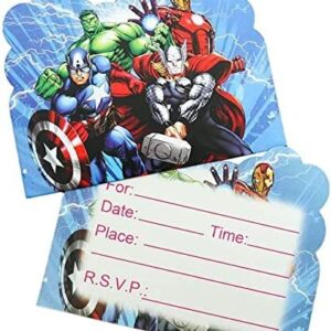 SUTRADHAR 20pcs Superhero Birthday Invitations,Superhero Party Invitations Birthday Party Supplies Decoration (Invitations2)