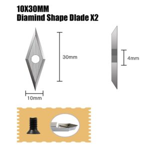 16Pcs Tungsten Carbide Cutters Inserts Set for Wood Lathe Turning Tools(Include 11mm Square with Radius,12mm and 8.9mm Round,30x10mm Diamond with Sharp Point),Supplied with Screws