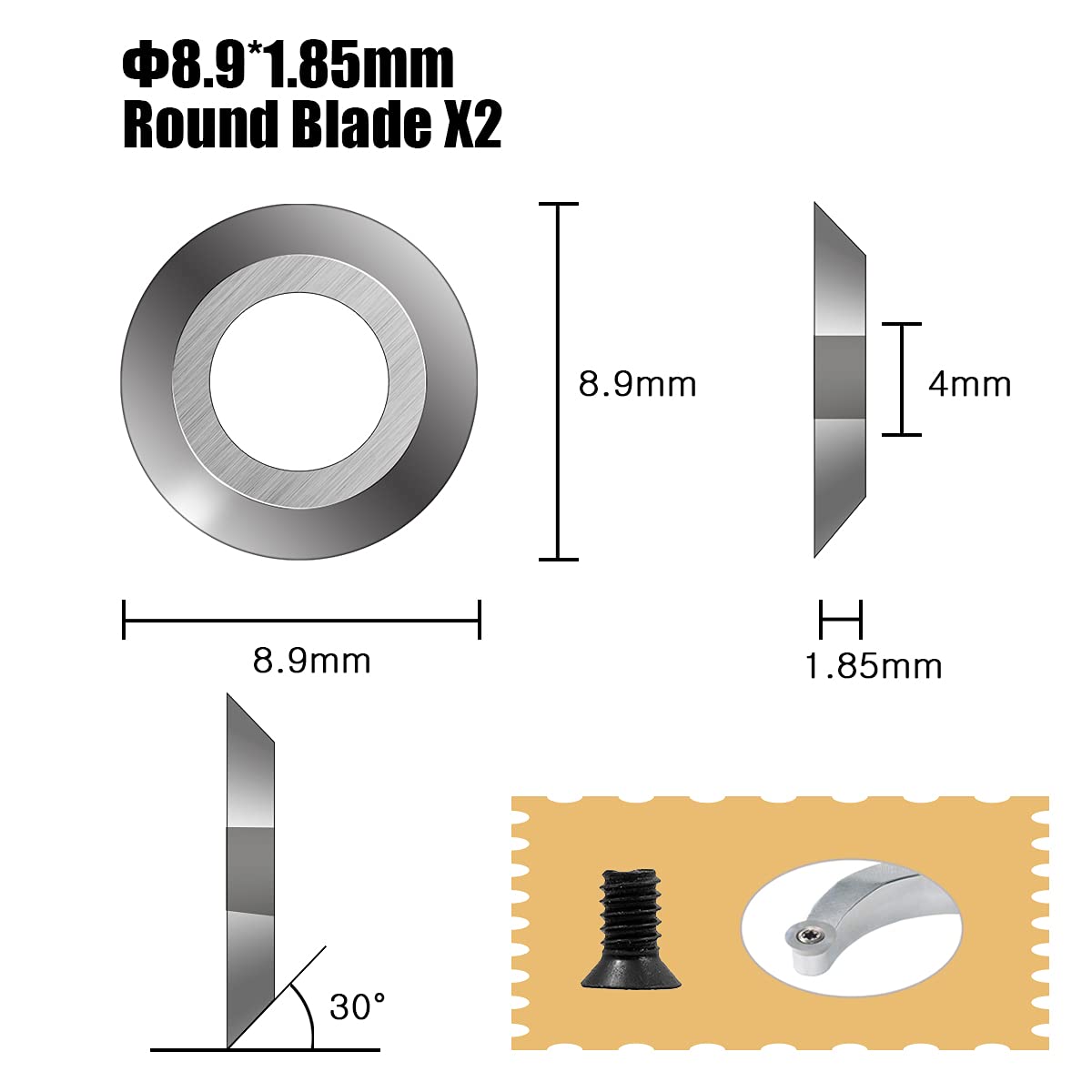 16Pcs Tungsten Carbide Cutters Inserts Set for Wood Lathe Turning Tools(Include 11mm Square with Radius,12mm and 8.9mm Round,30x10mm Diamond with Sharp Point),Supplied with Screws