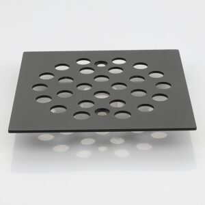 Square 4-1/4 Inch Screw-in Floor Drain Cover Replacement Stainless Steel Shower Drainer Grate with Screws (Matte Black)