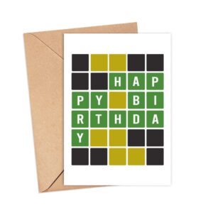 Wordle Birthday Day Card - Word Game Card - Happy Birthday Card - Gift Ideas For Birthdays- Cute Birthday Card For Wordle Lover - Funny Birthday Card Gift For Friends- Coworker- Boss- Family Members