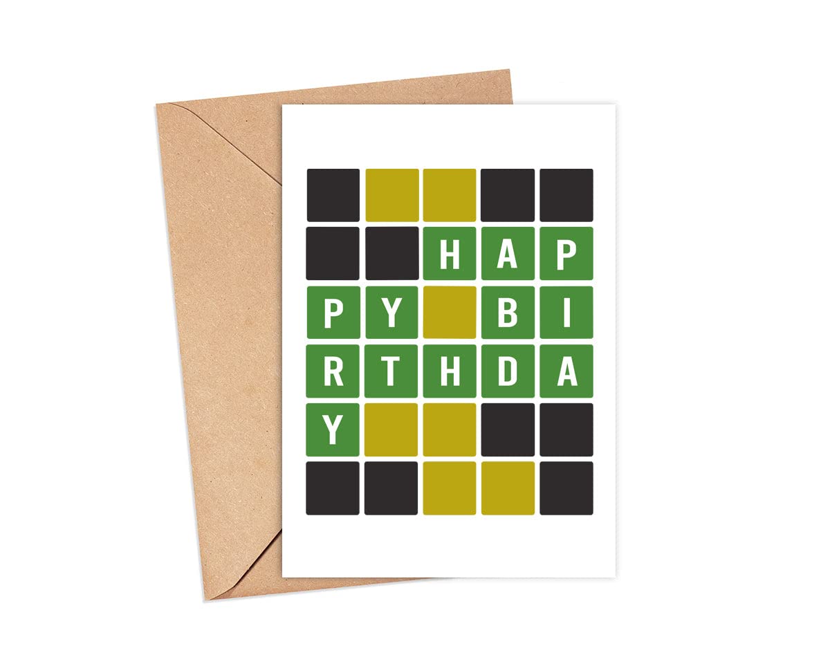 Wordle Birthday Day Card - Word Game Card - Happy Birthday Card - Gift Ideas For Birthdays- Cute Birthday Card For Wordle Lover - Funny Birthday Card Gift For Friends- Coworker- Boss- Family Members