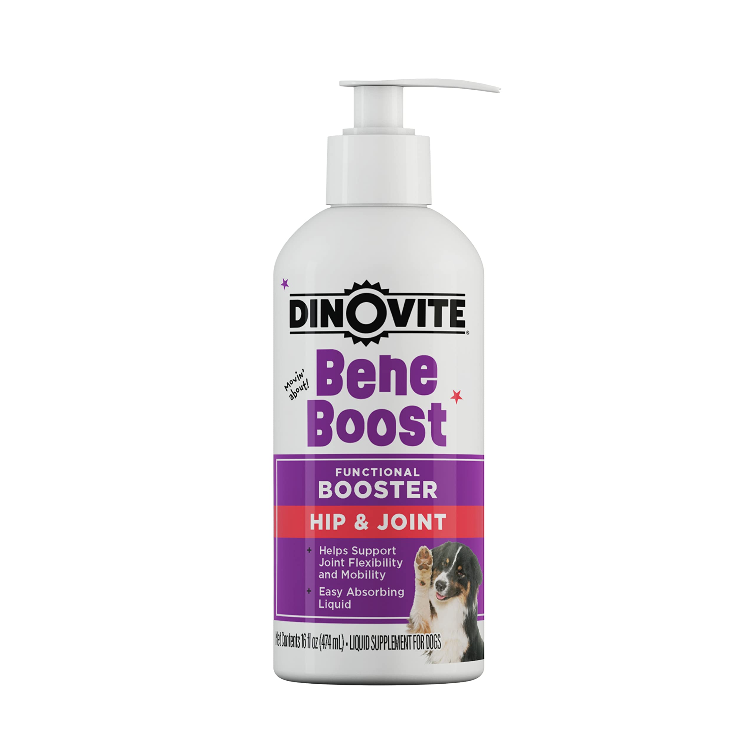 Dinovite BeneBoost Hip & Joint Liquid Food Topper for Dogs - Glucosamine Supplement - Joint Mobility Meal Topper - 16 oz