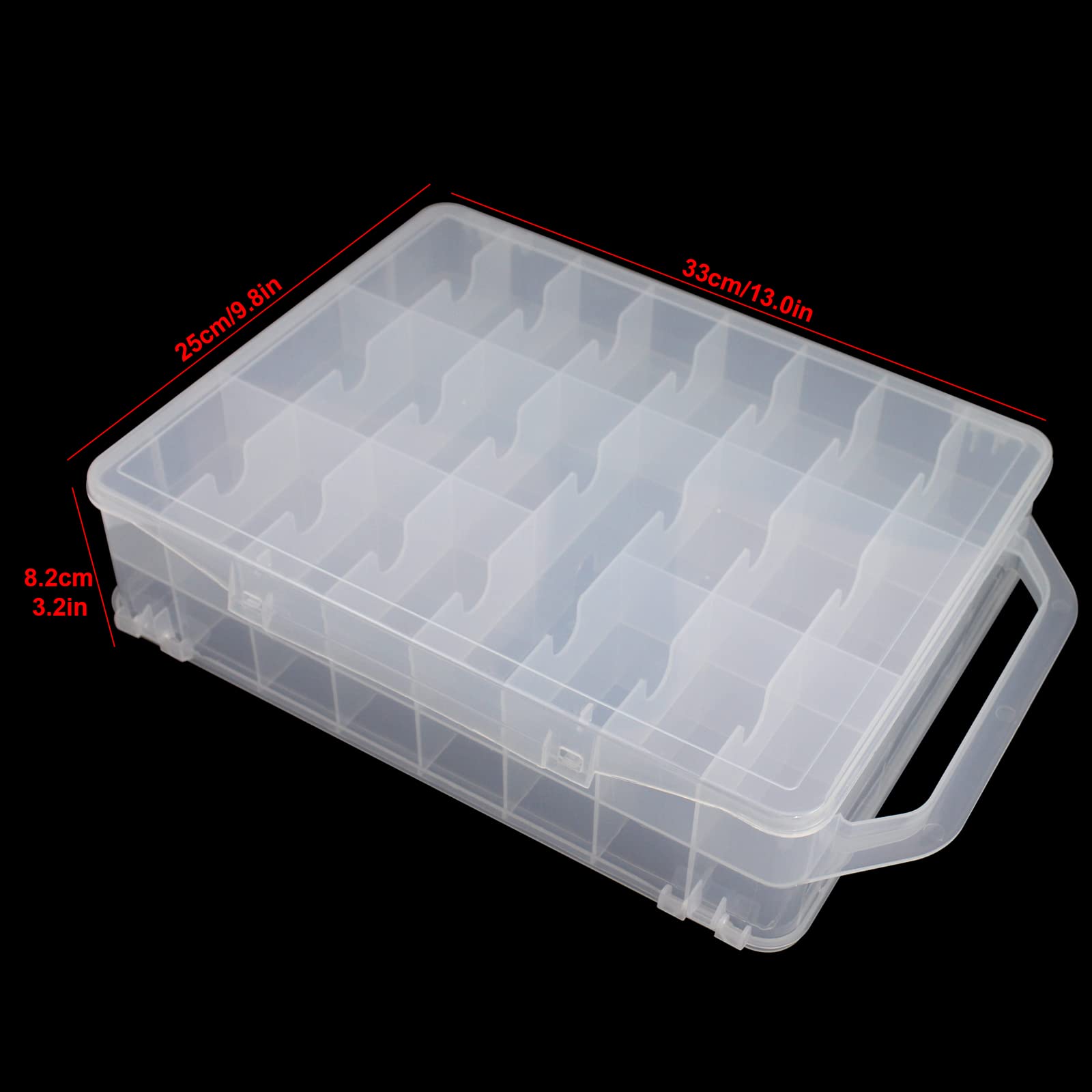 WeiMeet Double-Sided Storage Organizer 46 Grids Sewing Organizer Portable Thread Storage Box Clear Plastic Organizer Box for Embroidery and Sewing Threads, Beads, Small Crafts