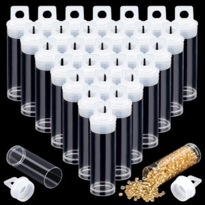 ph pandahall 30pcs clear tube bead containers, plastic storage tubes with caps organizers bottle container set for beads, bath salt, candy storage, party favors, 10ml (2.68x 0.75 inch /6.8x1.9 cm)