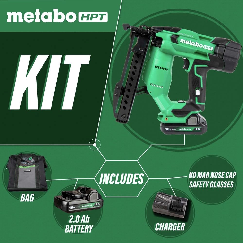 Metabo HPT 18V MultiVolt™ Cordless Stapler Kit | 1/4-Inch 18-Ga Narrow Crown | Accepts 1/2-Inch up to 1-1/2-Inch 18-Ga 1/4-Inch Staples | Includes 18V 2.0Ah Battery | Lifetime Tool Warranty | N1804DA