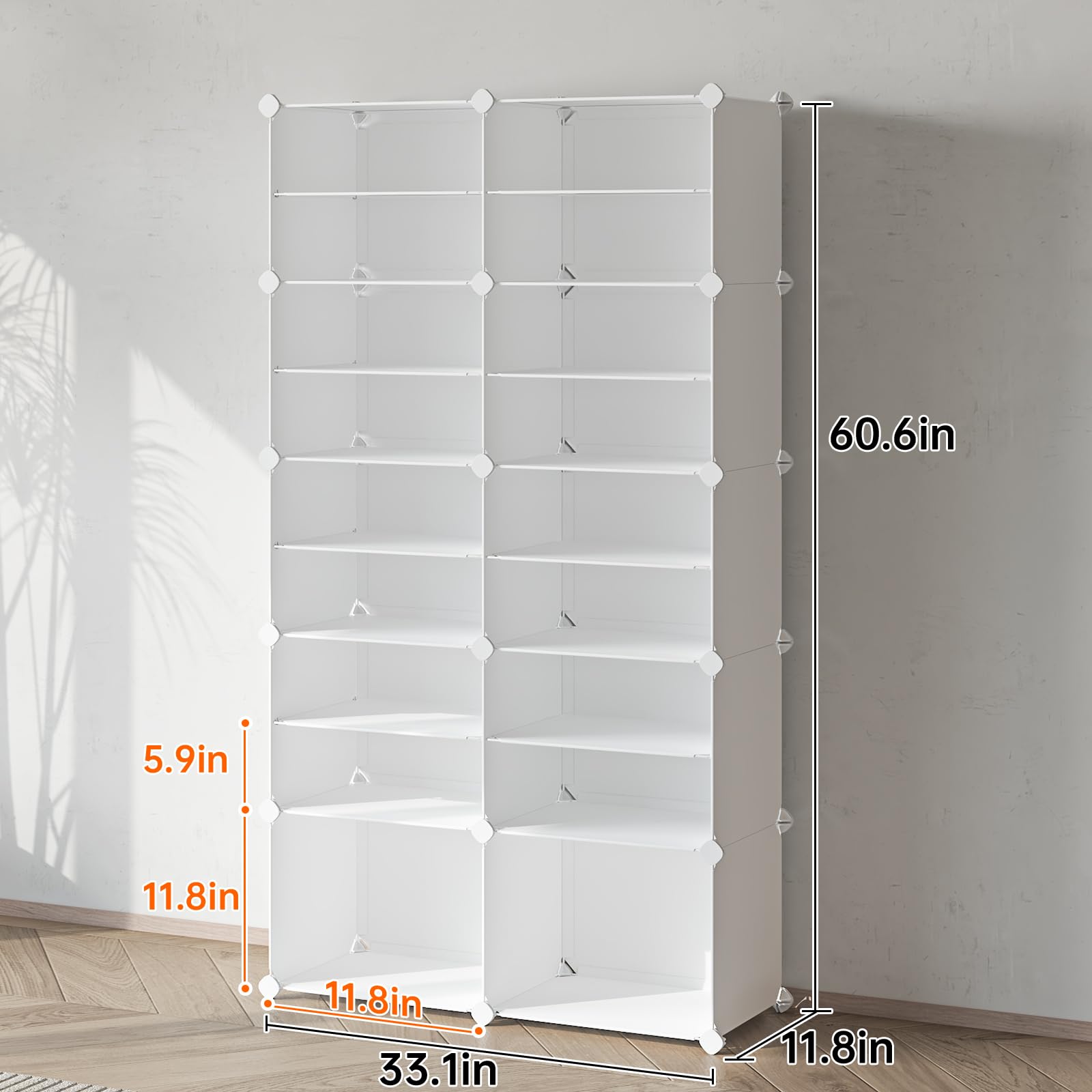 MAGINELS Shoe Rack,40 pairs shoe Organizer,10 tier Tall Portable shoe storage Cubbies cabinet,Plastic Shoes Shelves for Entryway,Livingroom,Bedroom,White