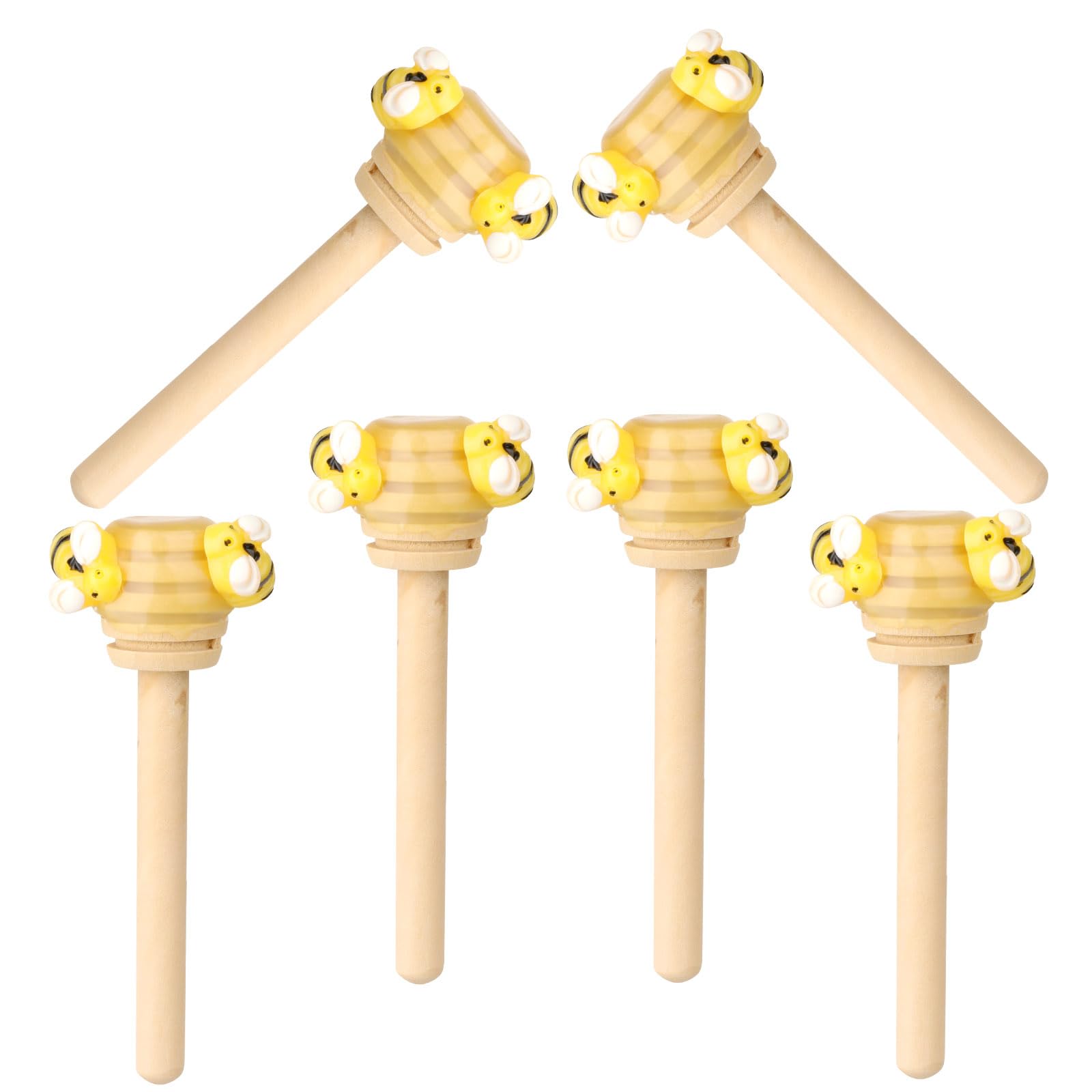 6 Pcs Bee Tiered Tray Decor, Faux Honey Mini Bee Wood Dippers, Honeycomb Stick with Fake Bumblebee Decors,Spring Summer Farmhouse Tabletop Display Centerpieces, Housewarming Wedding Party Gift