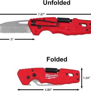 Milwaukee FASTBACK Folding Utility Knife w/Blade Multifunctionality, Red-black