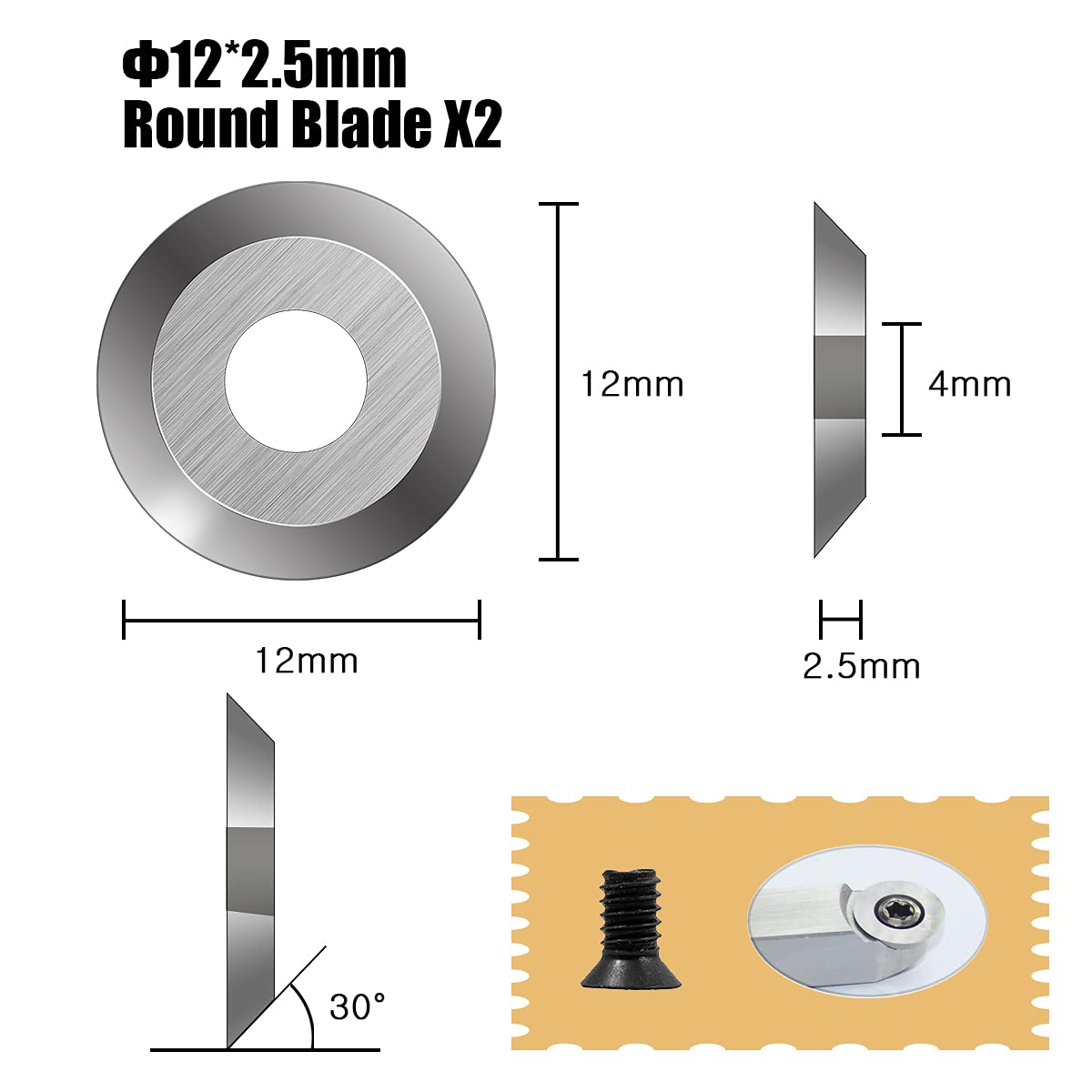 16Pcs Tungsten Carbide Cutters Inserts Set for Wood Lathe Turning Tools(Include 11mm Square with Radius,12mm and 8.9mm Round,30x10mm Diamond with Sharp Point),Supplied with Screws