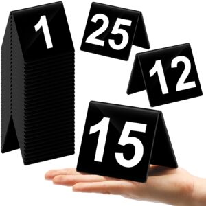 sintuff 1-25 table numbers black acrylic table numbers double side numbered table tents plastic table tent cards number signs for wedding reception restaurant party banquets