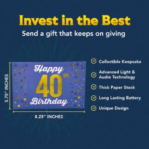 100 GREETINGS Birthday Cards with Lights & Music - Happy Birthday Card Mom, Birthday Gift for Son, Birthday Cards Women & Men, 1 Pop Up Birthday Card (Gold 40th)