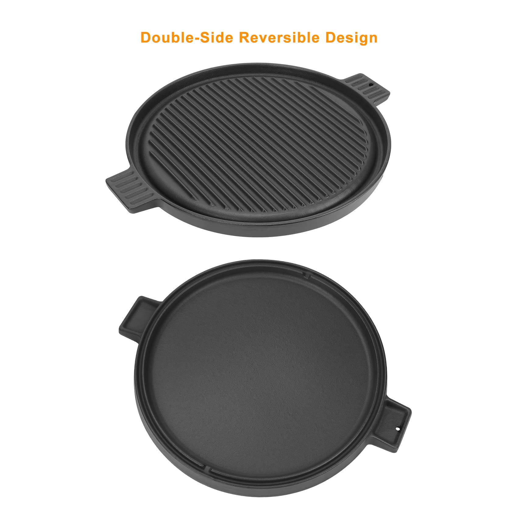 Onlyfire Griddle for Solo Stove Ranger, 14 Inch Double Sided Reversible Cast Iron Griddle Grill Pan with 3 Detachable Legs for Solo Stove 15 Inch Fire Pit, Raised Top Cookware for Ranger Fire Pit