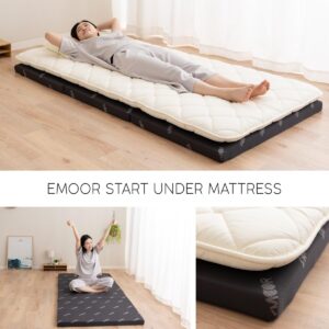 EMOOR 2in Tri-Fold Underlay Mattress Sleeping Mat Start High Resilience Foam 30D/180N Twin (77x38in) Gray, Removable Washable Cover