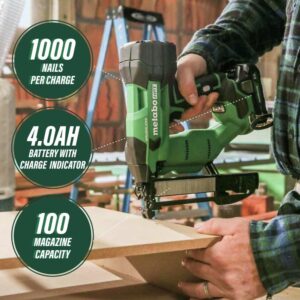 Metabo HPT 18V MultiVolt™ Cordless Stapler Kit | 1/4-Inch 18-Ga Narrow Crown | Accepts 1/2-Inch up to 1-1/2-Inch 18-Ga 1/4-Inch Staples | Includes 18V 2.0Ah Battery | Lifetime Tool Warranty | N1804DA