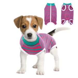 brkurleg dog recovery suit after surgery,surgical shirts spay suit for female male dog, striped puppy doggy onesie snugly vest for abdominal wounds anti-licking, zipper closure cat neutering suit