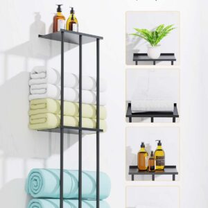 TooTaci Towel Racks for Bathroom,Towel Holder for Bathroom Wall,Upgraded 3 Tier Towel Storage for Small Bathroom,Towel Rack with Shelf for Small Space Organizer,Can Hold Up 6 Rolled Towels