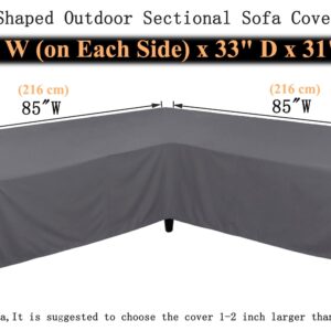 Garden Balsam Heavy Duty Waterproof Patio Furniture Covers,Fade Resistant Outdoor Sofa Covers V-Shaped Sofa Cover 85" W (on Each Side) x 33" D x 31" H Dark Grey