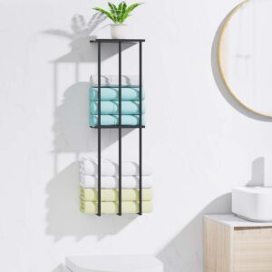 TooTaci Towel Racks for Bathroom,Towel Holder for Bathroom Wall,Upgraded 3 Tier Towel Storage for Small Bathroom,Towel Rack with Shelf for Small Space Organizer,Can Hold Up 6 Rolled Towels