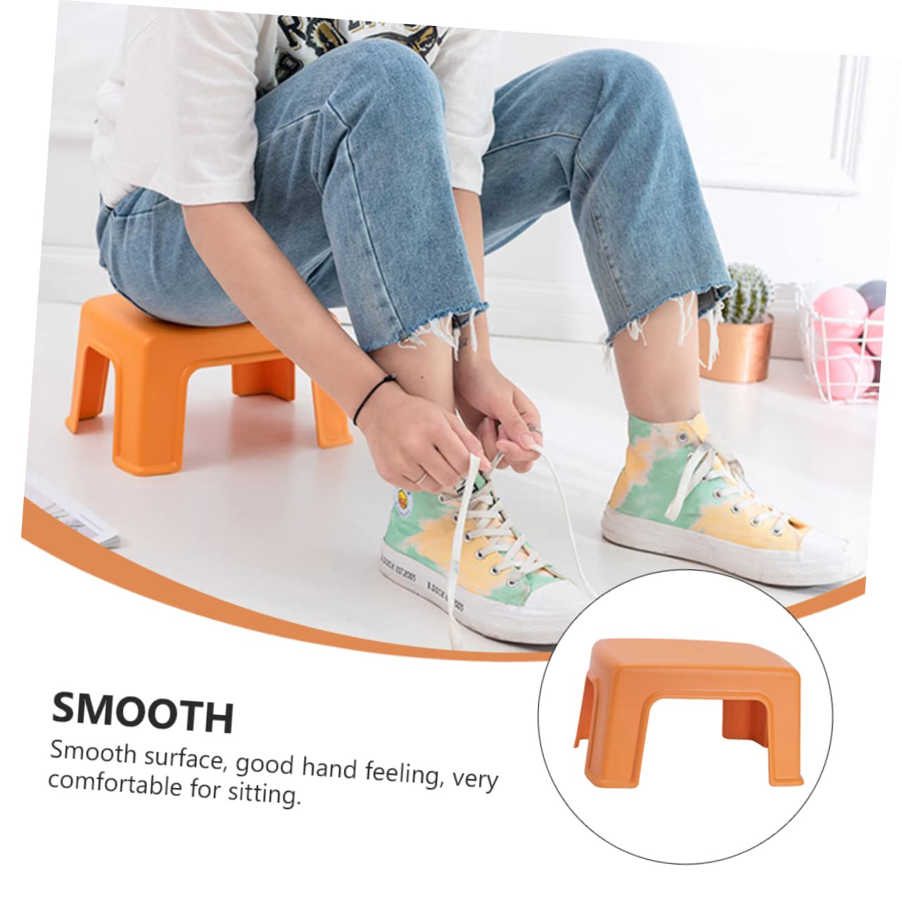 Levemolo Baby Step Stool 1pc Plastic Stool Stools for Kids Kids Step Stool Ottoman Sleeper Bed for Adults Bathroom Footstool Kindergarten Stool Home Furniture Orange Household Bathroom Stool Pp Baby