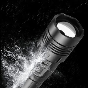 Xkravo LED Handheld Flashlights, 1800 Lumens 7 Light Modes with COB Work Light, Super Bright Rechargeable Zoomable Waterproof Tactical Flashlight with Battery for Emergency, Outdoor, Home, Camping