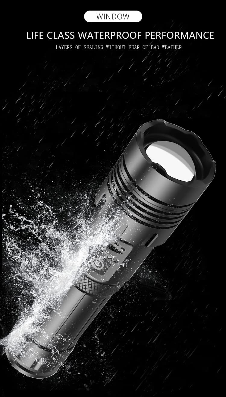 Xkravo LED Handheld Flashlights, 1800 Lumens 7 Light Modes with COB Work Light, Super Bright Rechargeable Zoomable Waterproof Tactical Flashlight with Battery for Emergency, Outdoor, Home, Camping