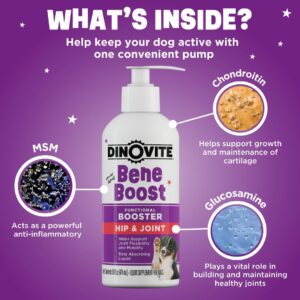 Dinovite BeneBoost Hip & Joint Liquid Food Topper for Dogs - Glucosamine Supplement - Joint Mobility Meal Topper - 16 oz