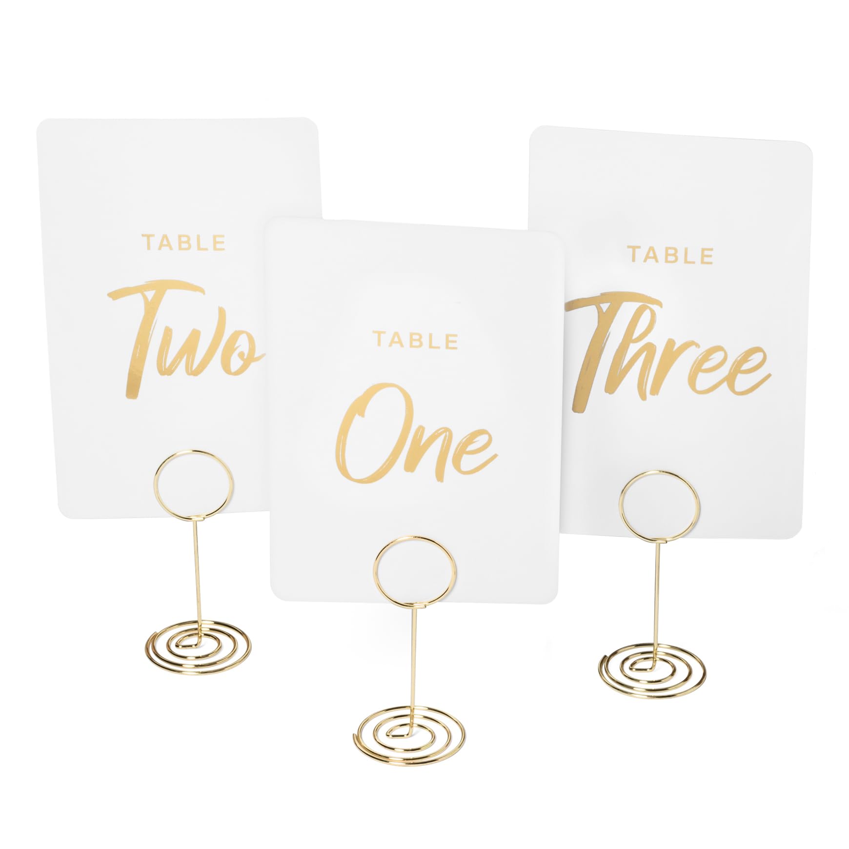 Table Numbers 1-30 Gold Set | Wedding Table Number Seating Cards, Golden Metal Holder Stands and Storage Box