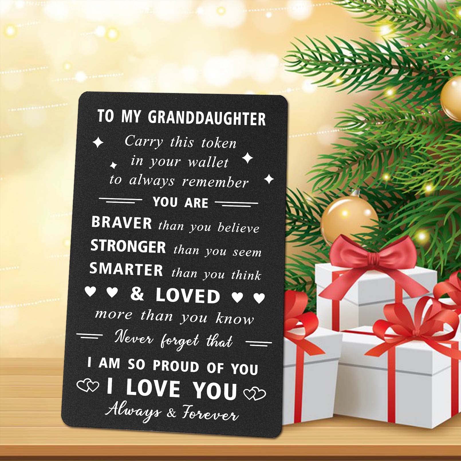 ENGZHI Granddaughter Wallet Card - I Am So Proud of You, I Love You Granddaughter Gifts from Grandma - Granddaughter Birthday Card, My Favorite Granddaughter Gifts, Christmas