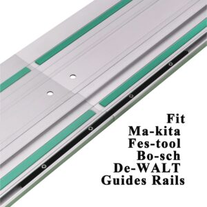 Guide Rail Connector Set P-45777 for Makita Track Saw Long Cuts， Also Compatible with Festool, Fit for DeWalt, Fit in Integrated Guide Rail T-Slots for Secure Cutting, 2 PCS, Black