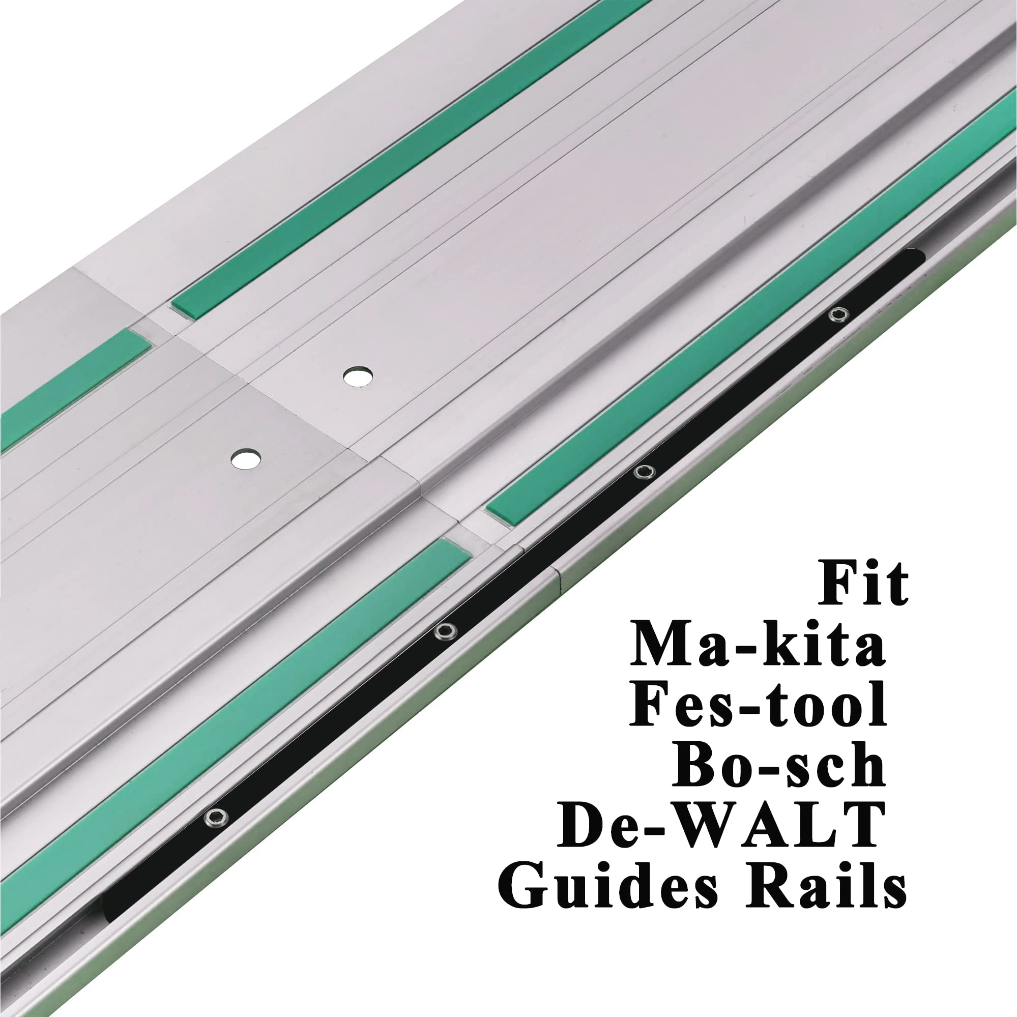 Guide Rail Connector Set P-45777 for Makita Track Saw Long Cuts， Also Compatible with Festool, Fit for DeWalt, Fit in Integrated Guide Rail T-Slots for Secure Cutting, 2 PCS, Black