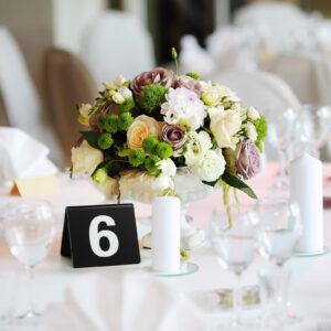 Sintuff 1-25 Table Numbers Black Acrylic Table Numbers Double Side Numbered Table Tents Plastic Table Tent Cards Number Signs for Wedding Reception Restaurant Party Banquets