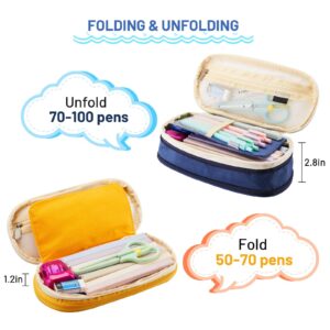 Sonuimy Large Capacity Pencil Case Pouch with Zipper, Portable Aesthetic Cute Big Capacity Pencil Cases Pen Office Travel Stationery Makeup Bag, Desk Organizer for College Adults Women Men-Pink