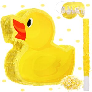 sotiff yellow duck piñata 13.8 inch cute duck with piñata stick and blindfold gender reveal piñata and confetti for boy girl baby shower beach pool birthday easter party decorations