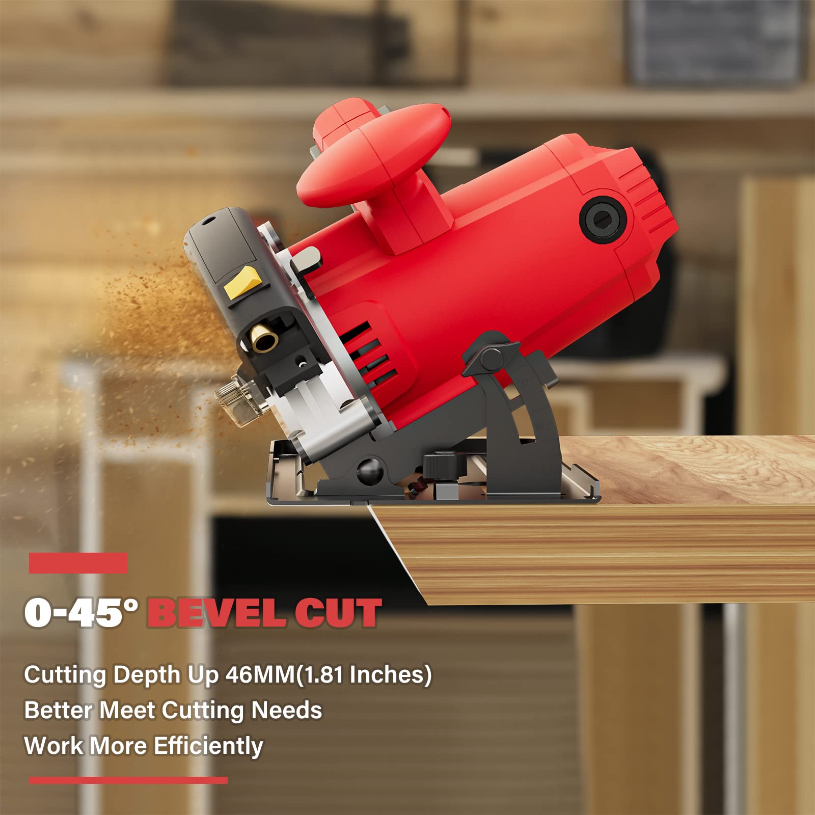 Circular Saw, 1500W Power Circular Saws with Laser Guide, 5500RPM Compact Circular Saw with 3 Saw Blades (24T+ 48T)7-1/4'', 0-45° Bevel Adjustment, Corded Electric Saw for Wood