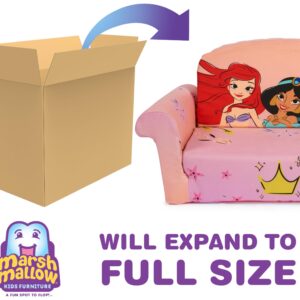 MARSHMALLOW Furniture, Disney Princess 3-in-1 Slumber Sofa, Foam Toddler Nap Mat with Attached Blanket