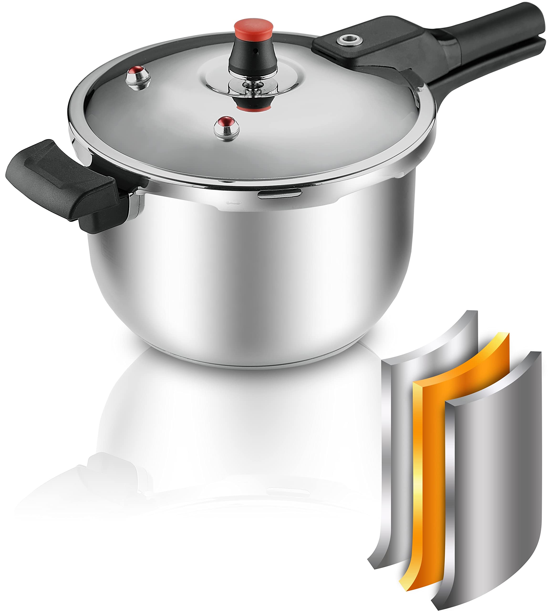 1.85Gal Thickened Stainless Steel Pressure Canner with Release Valve Canning Cooker Pot Stove Top Instant Fast Cooking Compatible with Gas & Induction Cooker 7Liter suitable for 6-8person