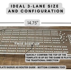 Cribbage Board Template 3-Track Heavy Duty Acrylic Jig with Drill Bits Router Guide Woodworking Project Kit Card Game DIY