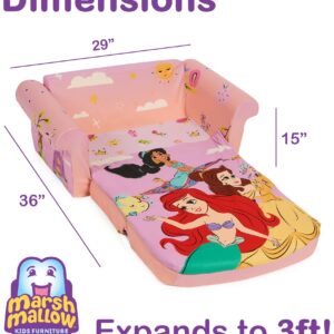 MARSHMALLOW Furniture, Disney Princess 3-in-1 Slumber Sofa, Foam Toddler Nap Mat with Attached Blanket