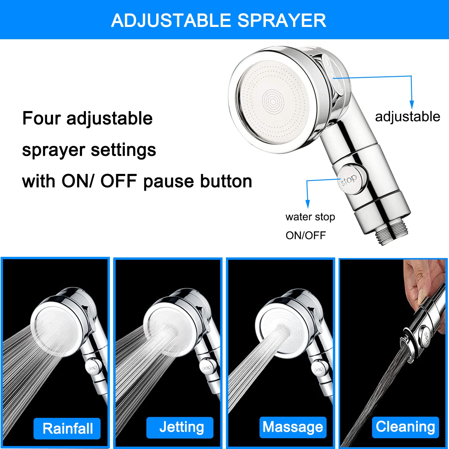 MOSELNY Sink Faucet Sprayer Attachment,Pet Shower Sprayer with 118" Spring Hose,ON/Off Shower Head, Faucet Sprayer Adapter with Aerator for Pet Shower, Hair Washing for Utility Sink,Bathtub