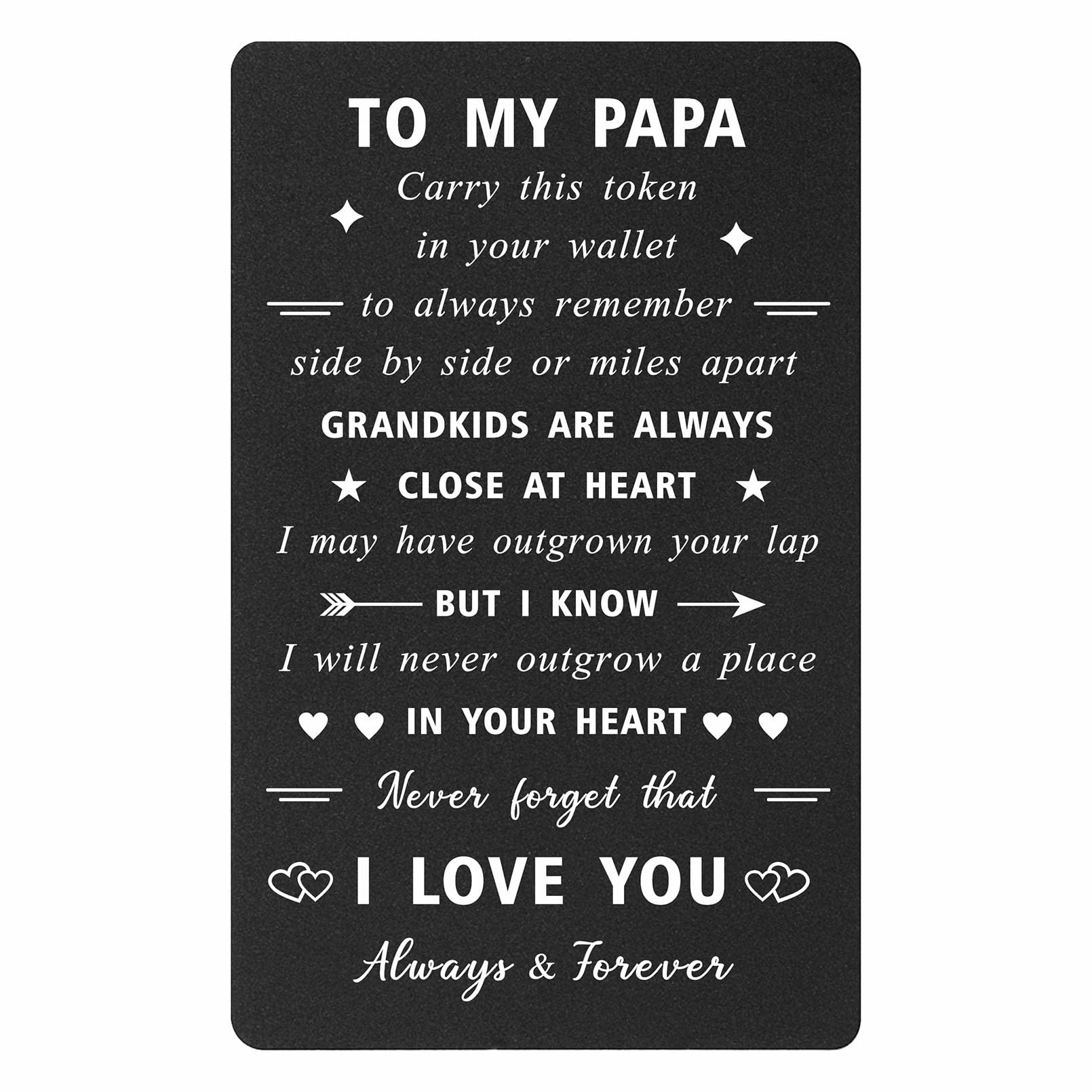 ENGZHI Papa Gifts from Grandchildren - Papa Birthday Card, Grandkids Are Always Close At Heart - I Love You Papa Gifts for Christmas, Fathers Day