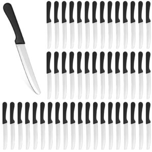 geelin 50 pieces 8.5 inch rounded serrated blade steak knives stainless steel round tip blade steak knife with plastic handle for kitchen butter cutlery restaurant