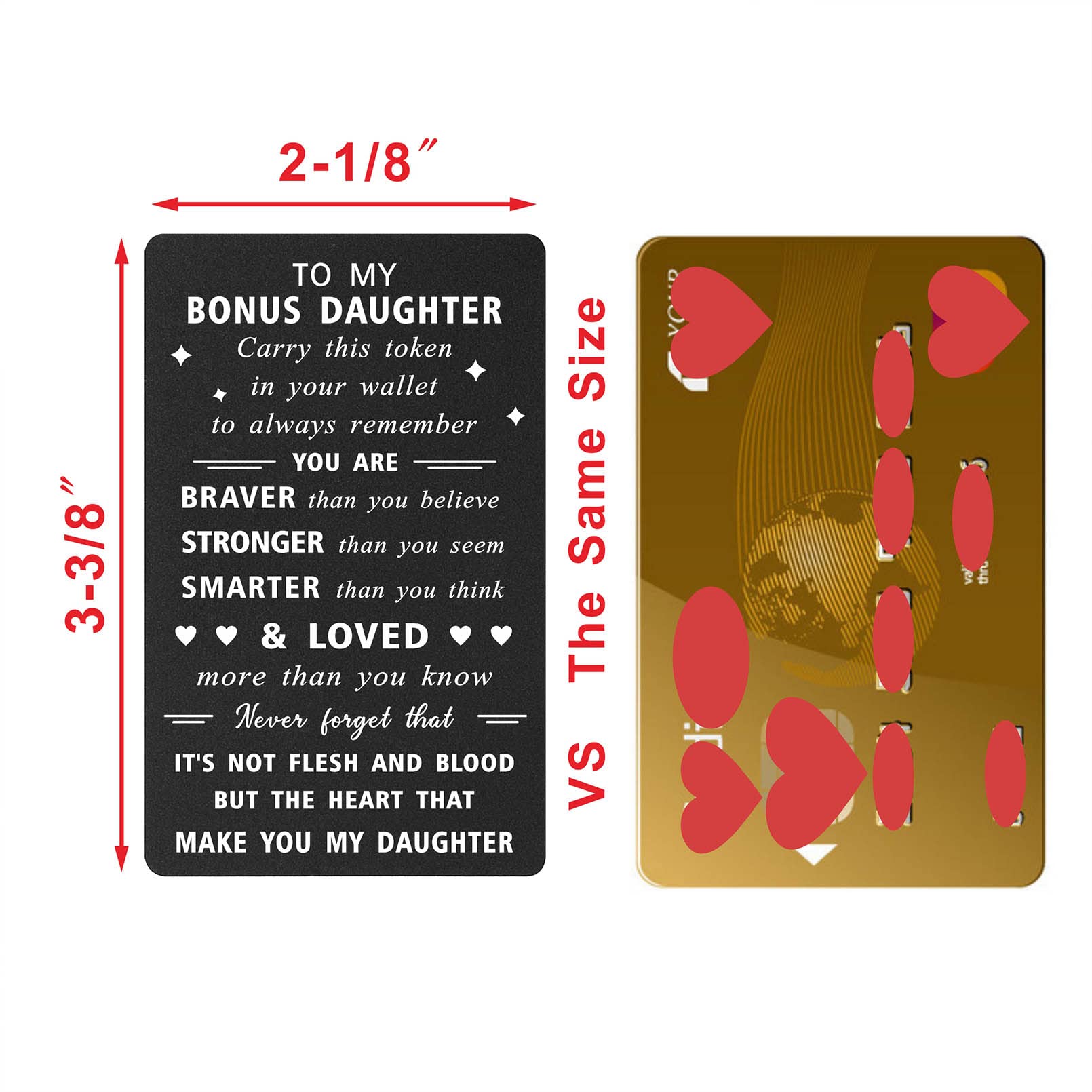 ENGZHI Stepdaughter Gifts Bonus Daughter Birthday Card - You Are Love More Than You Know - Step Adopted Daughter Gifts from Stepmom Stepdad, Like A Daughter Wallet Card