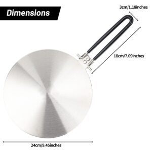 9.45 Inches Stainless Steel Heat Diffuser for Glass Cooktop, Induction Plate Adapter for Electric Stove with Foldable Handle