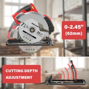 Circular Saw, 1500W Power Circular Saws with Laser Guide, 5500RPM Compact Circular Saw with 3 Saw Blades (24T+ 48T)7-1/4'', 0-45° Bevel Adjustment, Corded Electric Saw for Wood