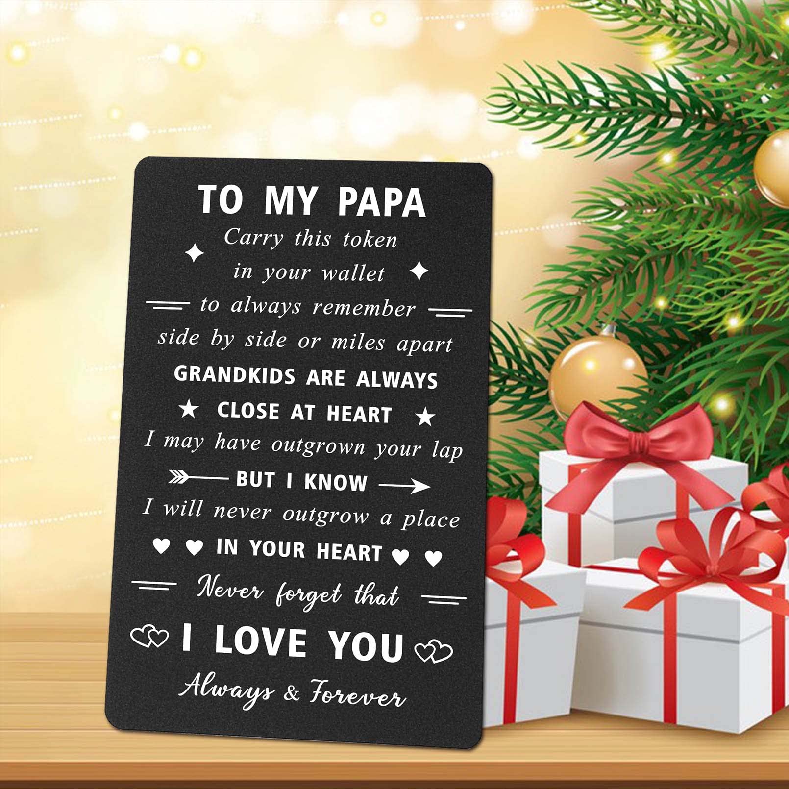 ENGZHI Papa Gifts from Grandchildren - Papa Birthday Card, Grandkids Are Always Close At Heart - I Love You Papa Gifts for Christmas, Fathers Day