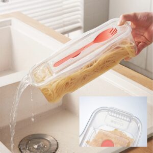 Microwave Pasta Cooker with Strainer Heat Resistant Pasta Steamer with Lid Spaghetti Noodle Cooking Box Kitchen Accessories