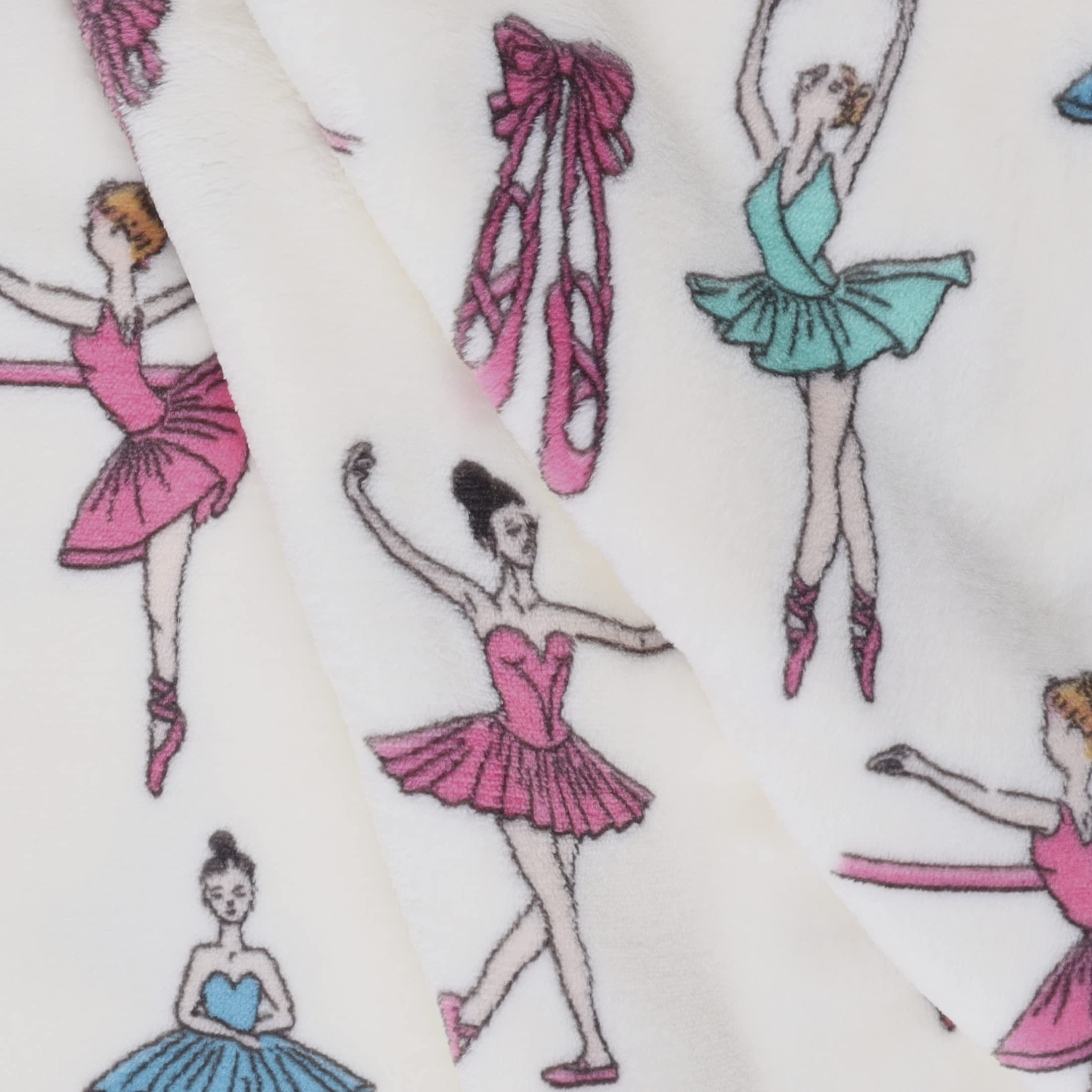 Mook Fabrics Fleece Flannel 1930 Ballerina, White Cut by The Yard